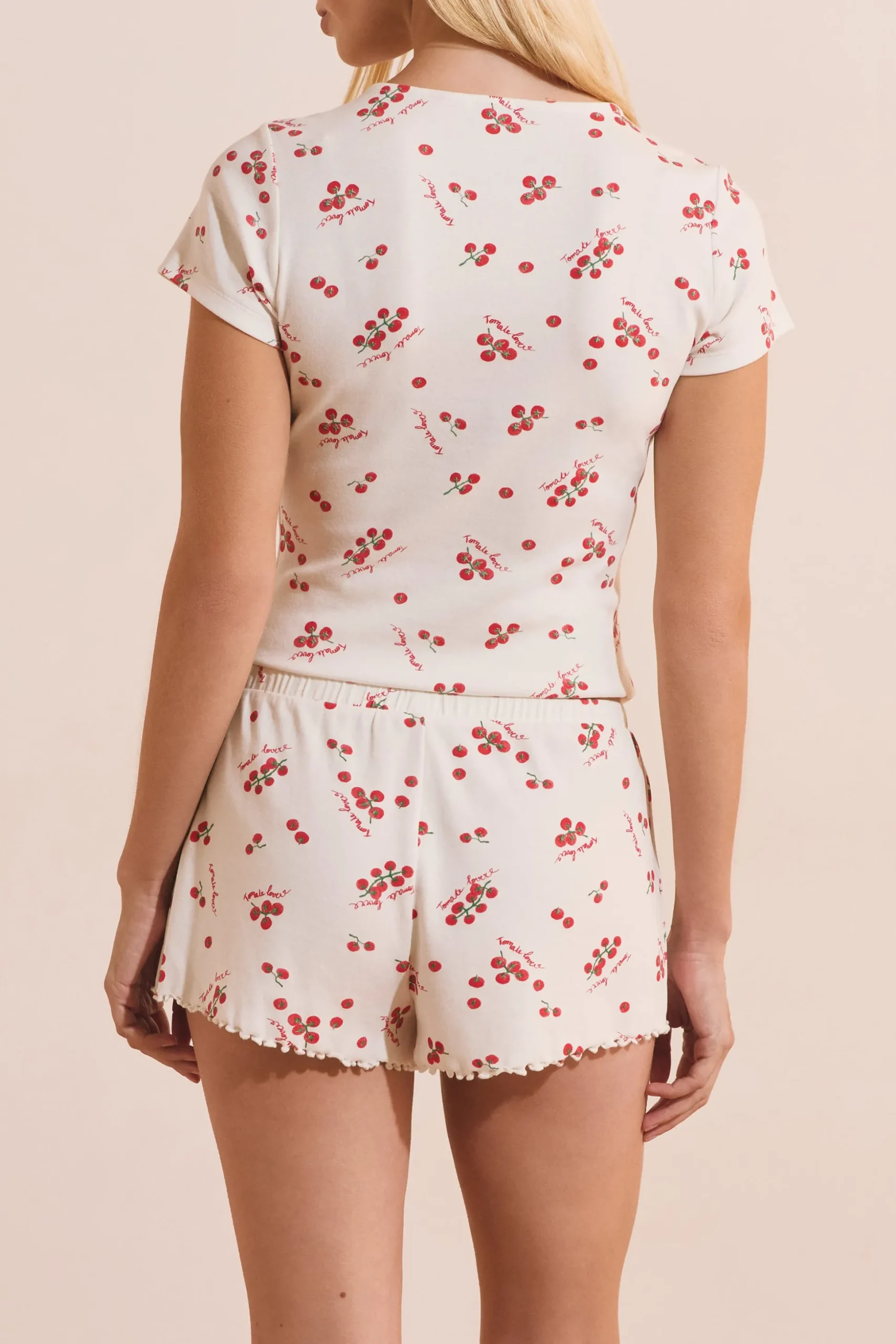 Short de pyjama en coton à motifs tomates