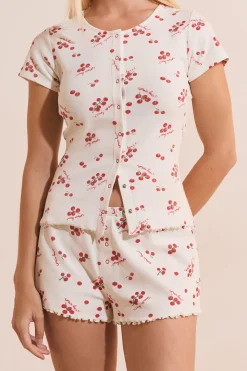 Short de pyjama en coton à motifs tomates