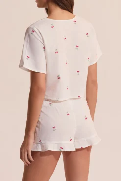 Short de pyjama en coton à motifs cerises