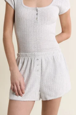 Short de pyjama en coton pointelle