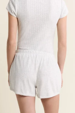 Short de pyjama en coton pointelle