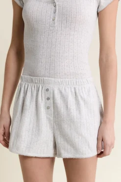 Short de pyjama en coton pointelle