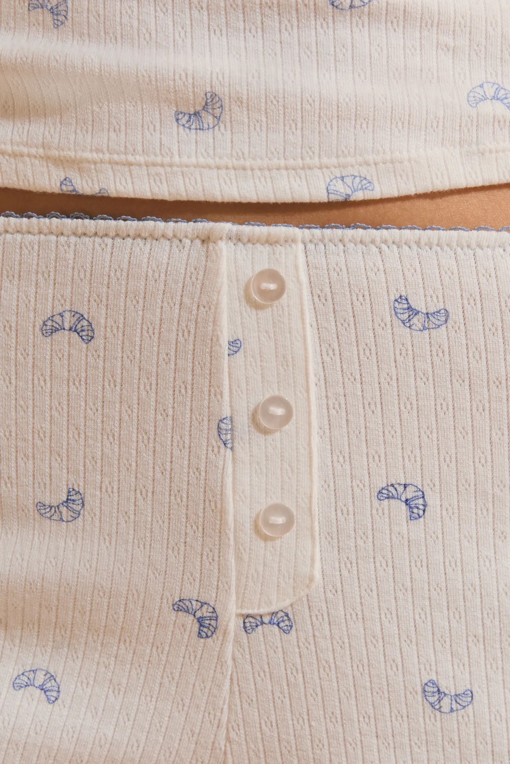 Short de pyjama en coton pointelle à motifs croissants
