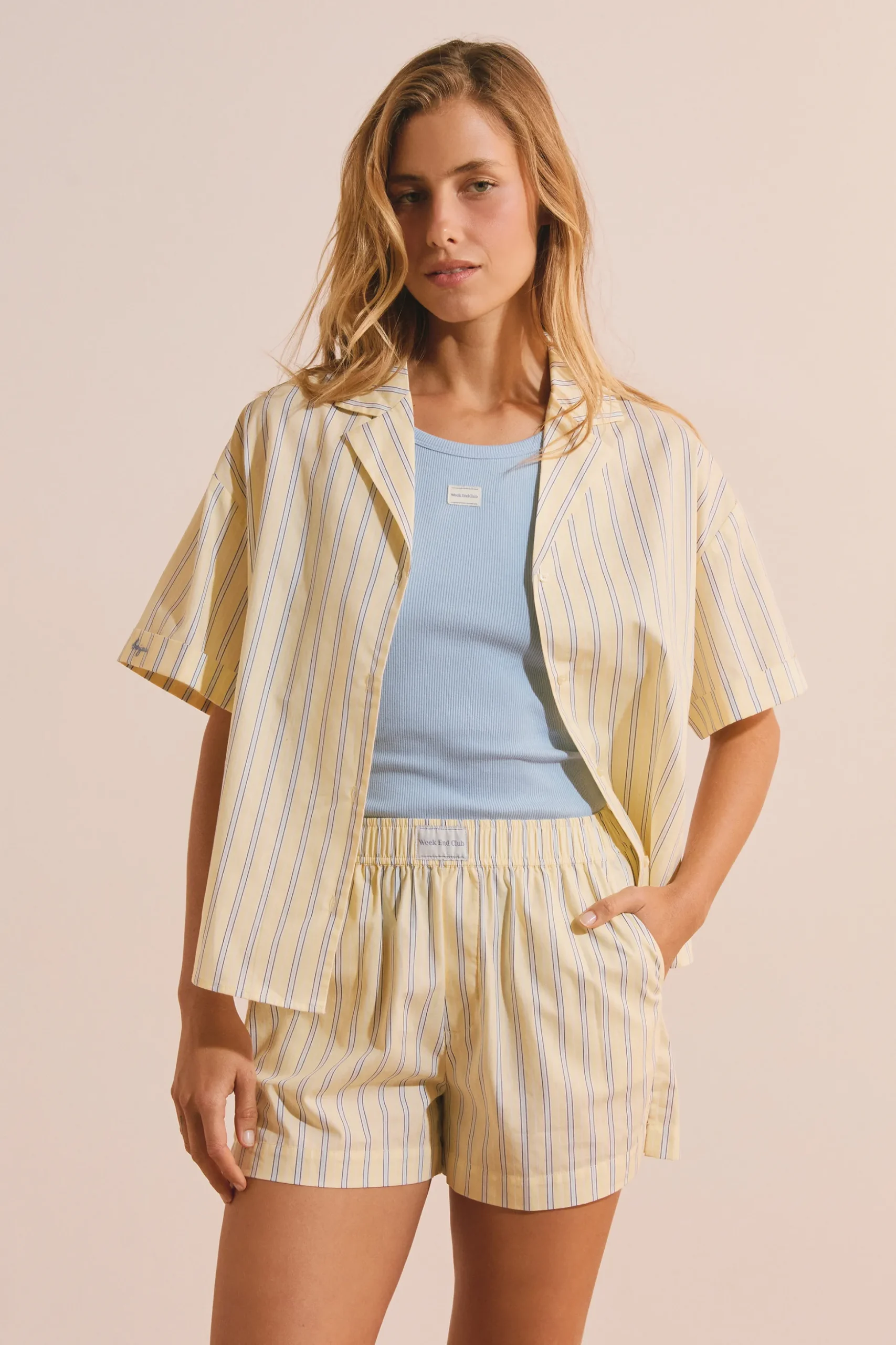 Short de pyjama en coton à rayures