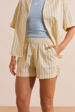 Short de pyjama en coton à rayures