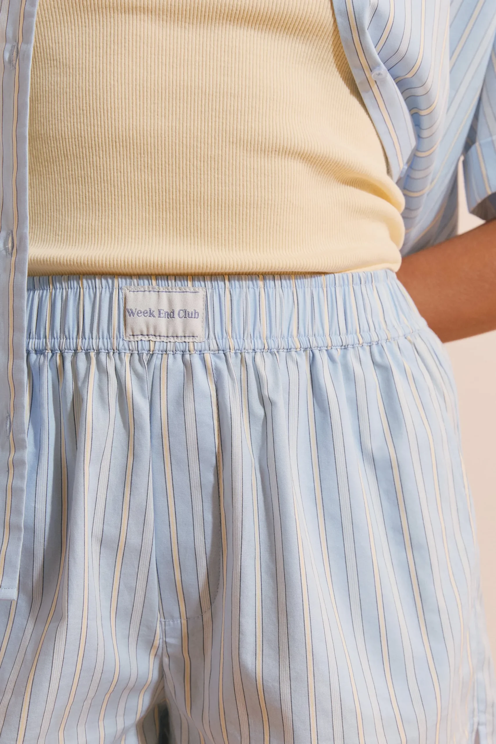 Short de pyjama en coton à rayures