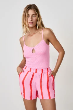 Short de pyjama en coton à rayures