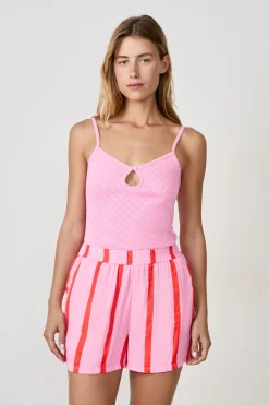 Short de pyjama en coton à rayures
