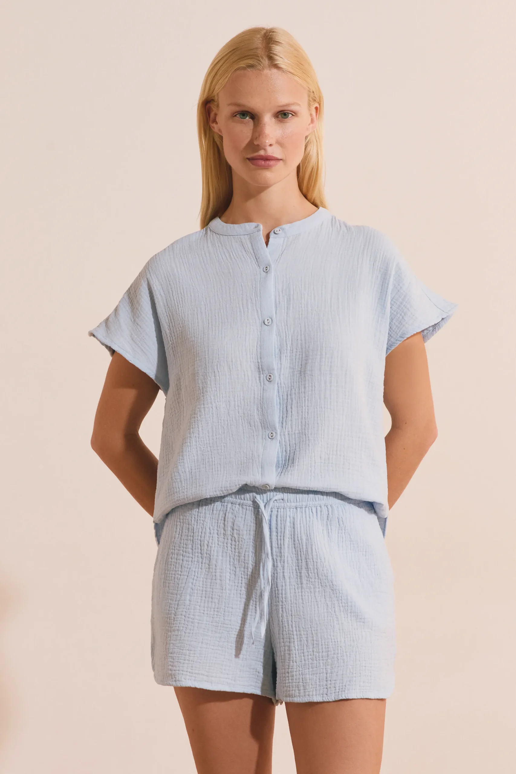 Short de pyjama en gaze de coton