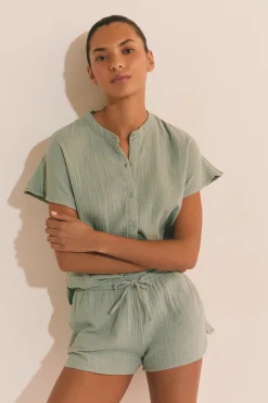 Short de pyjama en gaze de coton