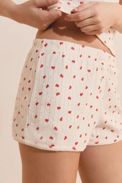 Short de pyjama en pointelle à motifs fraises