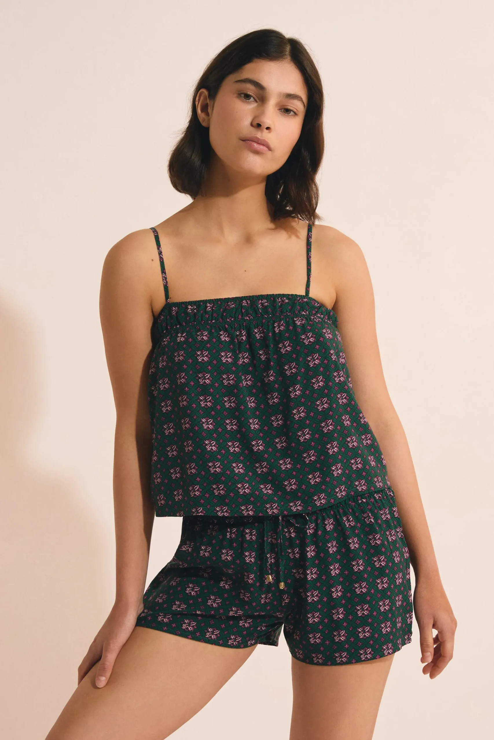 Short de pyjama élastiqué à motifs