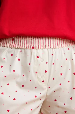 Short de pyjama à motifs cœurs avec coton
