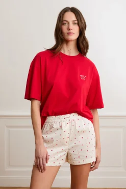 Short de pyjama à motifs cœurs avec coton