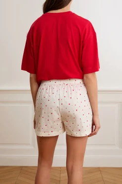 Short de pyjama à motifs cœurs avec coton