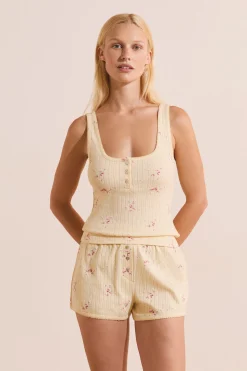 Short de pyjama à motifs en coton pointelle