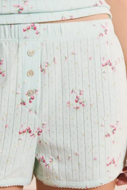 Short de pyjama à motifs en coton pointelle