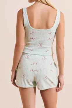Short de pyjama à motifs en coton pointelle