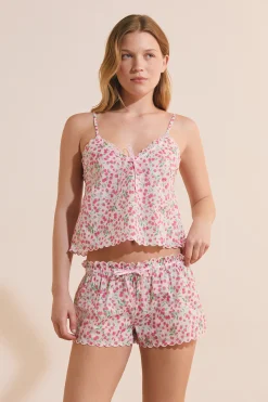 Short de pyjama à motifs en coton