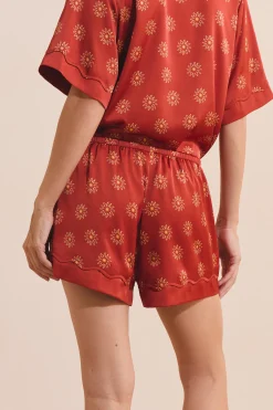 Short de pyjama à motifs fleurs satiné