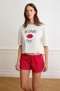 Short de pyjama à pois avec coton