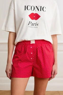 Short de pyjama à pois avec coton