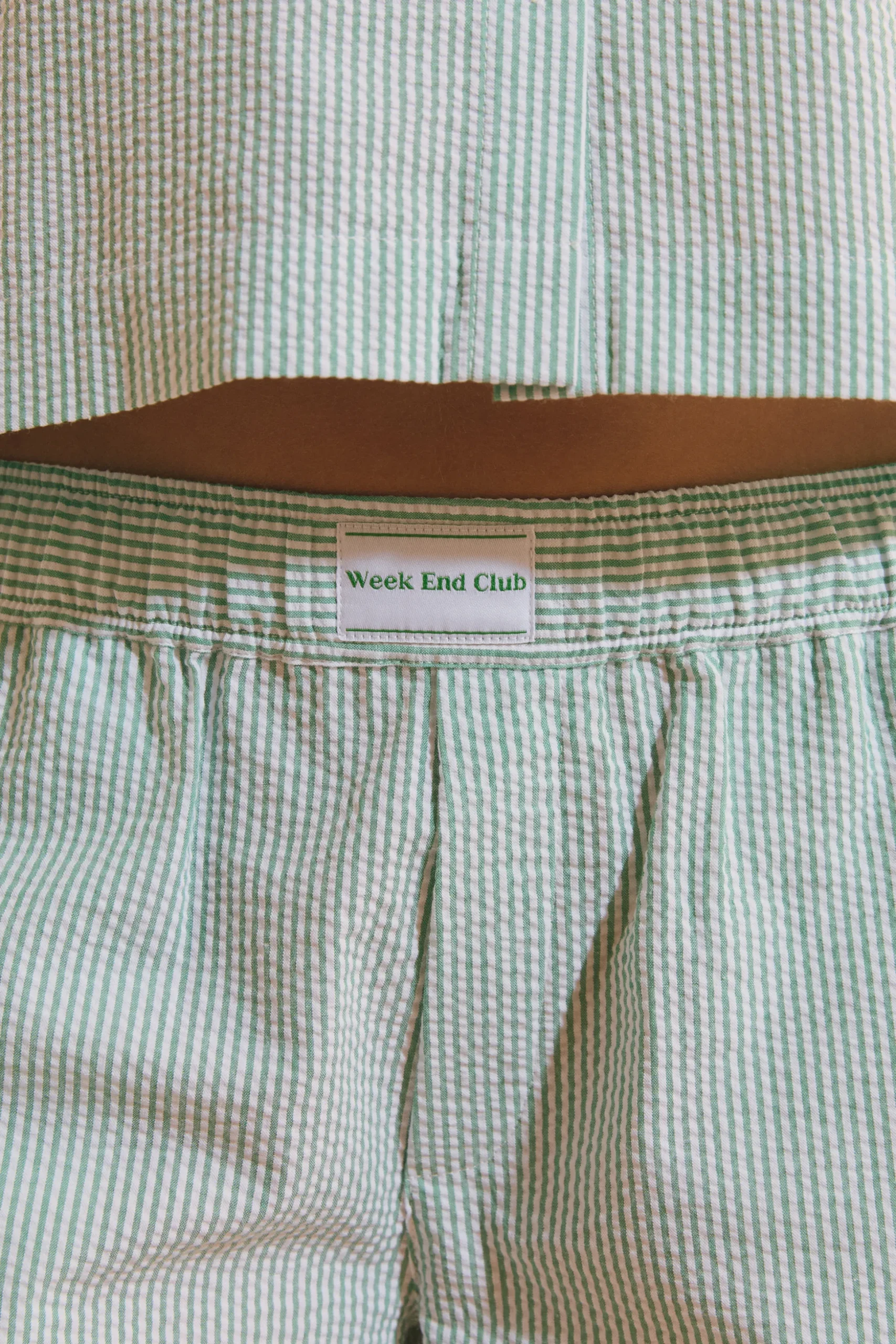 Short de pyjama à rayures avec coton gaufré