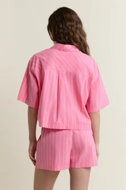 Short de pyjama à rayures avec coton