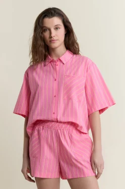 Short de pyjama à rayures avec coton