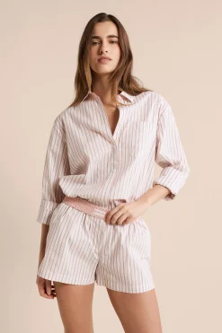 Short de pyjama à rayures avec coton