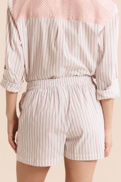Short de pyjama à rayures avec coton