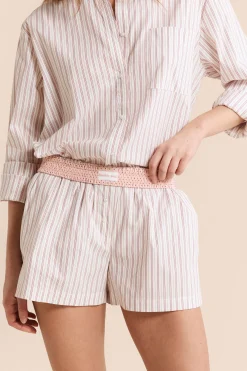 Short de pyjama à rayures avec coton