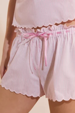 Short de pyjama à rayures en coton