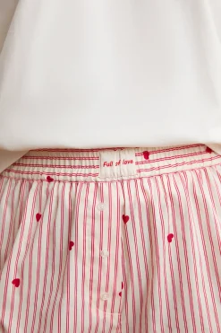 Short de pyjama à rayures et cœurs avec coton