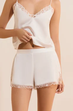 Short de pyjama satiné détails dentelle