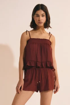 Short de pyjama texturé élastiqué avec motifs