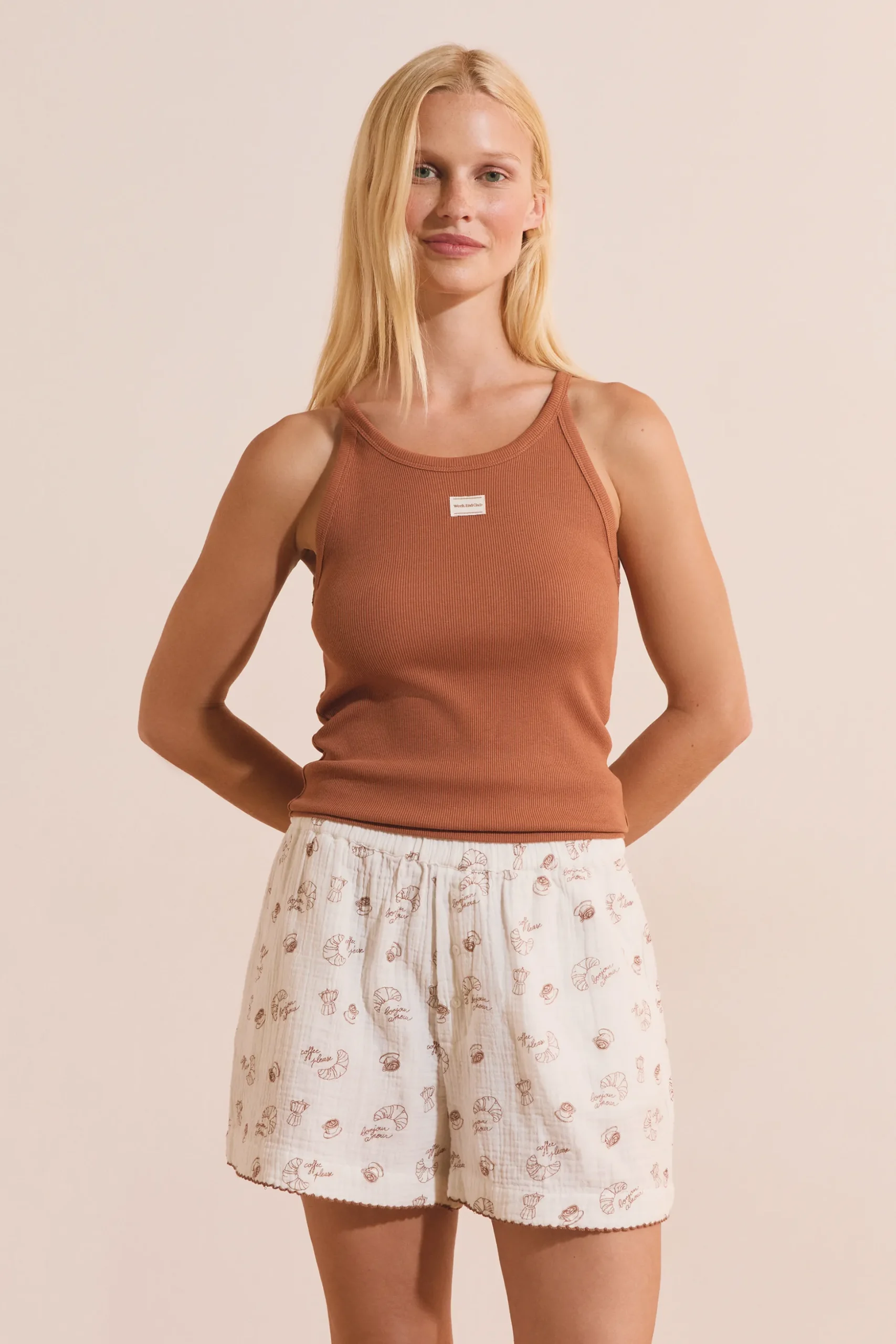 Short en gaze de coton à motifs croissants