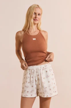 Short en gaze de coton à motifs croissants