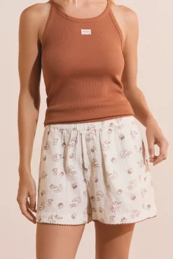 Short en gaze de coton à motifs croissants