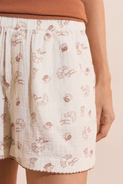 Short en gaze de coton à motifs croissants