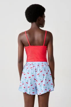 Short imprimé vichy avec des cerises