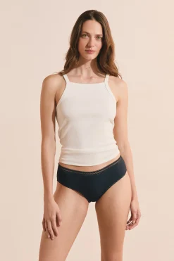 Shorty en microfibre avec détails dentelle