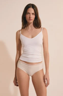 Shorty en microfibre détails dentelle