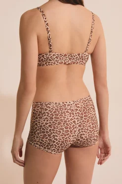 Shorty en microfibre à motif léopard