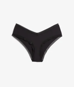 Shorty V-shape en microfibre et dentelle