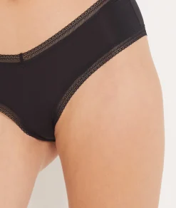 Shorty V-shape en microfibre et dentelle