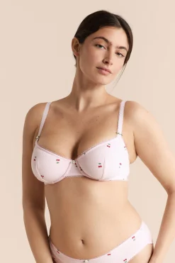 Soutien-gorge balconnet en coton pointelle à motifs