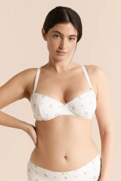 Soutien-gorge balconnet en coton pointelle à motifs