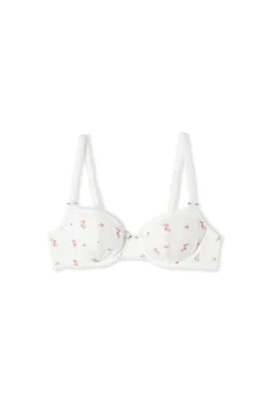 Soutien-gorge balconnet en coton pointelle à motifs