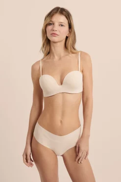 Soutien-gorge bandeau microfibre push-up bretelles amovibles